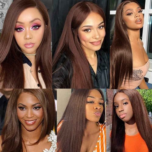 Xddnamei Brazilian Virgin Human Hair Bundles Chocolate Brown Color 4 Straight Human Hair Bundles 20 22 24 Inch 12A Unprocessed Quick Weave for Black Women