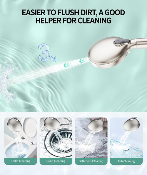 Filtered Shower Head with Handheld, High Pressure 9 Spray Mode Brushed Nickel Showerhead with Filters, detachable shower head,Water Softener Filters Beads for Hard Water - Remove Chlorine
