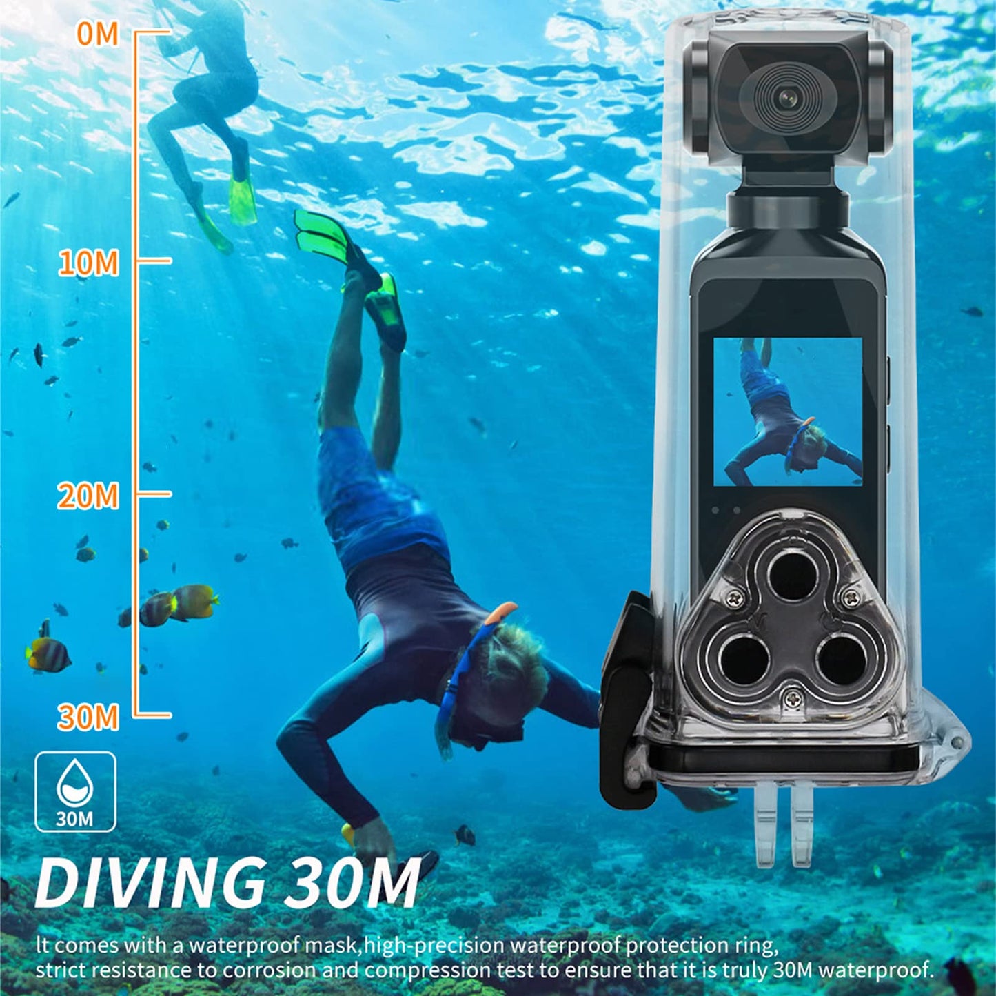 4K Action Camera with 270° Rotatable Anti-Shake & 30m - HD Underwater Video Cam with Mic for Diving Riding Outdoor Sports, Portable