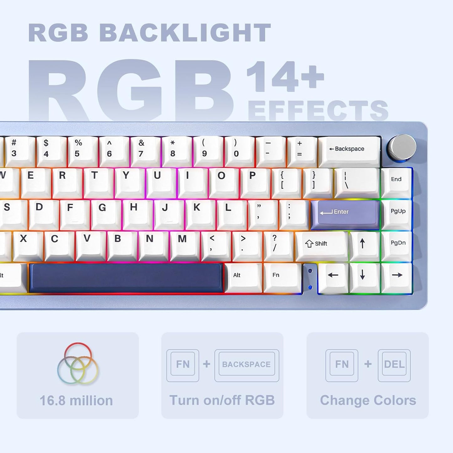 YUNZII AL66 Wireless Mechanical Keyboard for Win/Mac(Milk Switch, Blue), Coffee Cat Dye Sub PBT Keycaps(Cherry Profile, Coffee Cat)