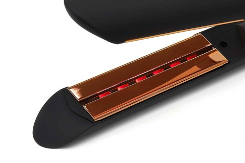 NuMe Style Setter Hair Straightener Titanium Flat Iron – 1 Inch Floating Plates Hair Iron with Negative Ion Conditioning – Infrared Light Strip – Dual Voltage –Smooth and Shiny Results