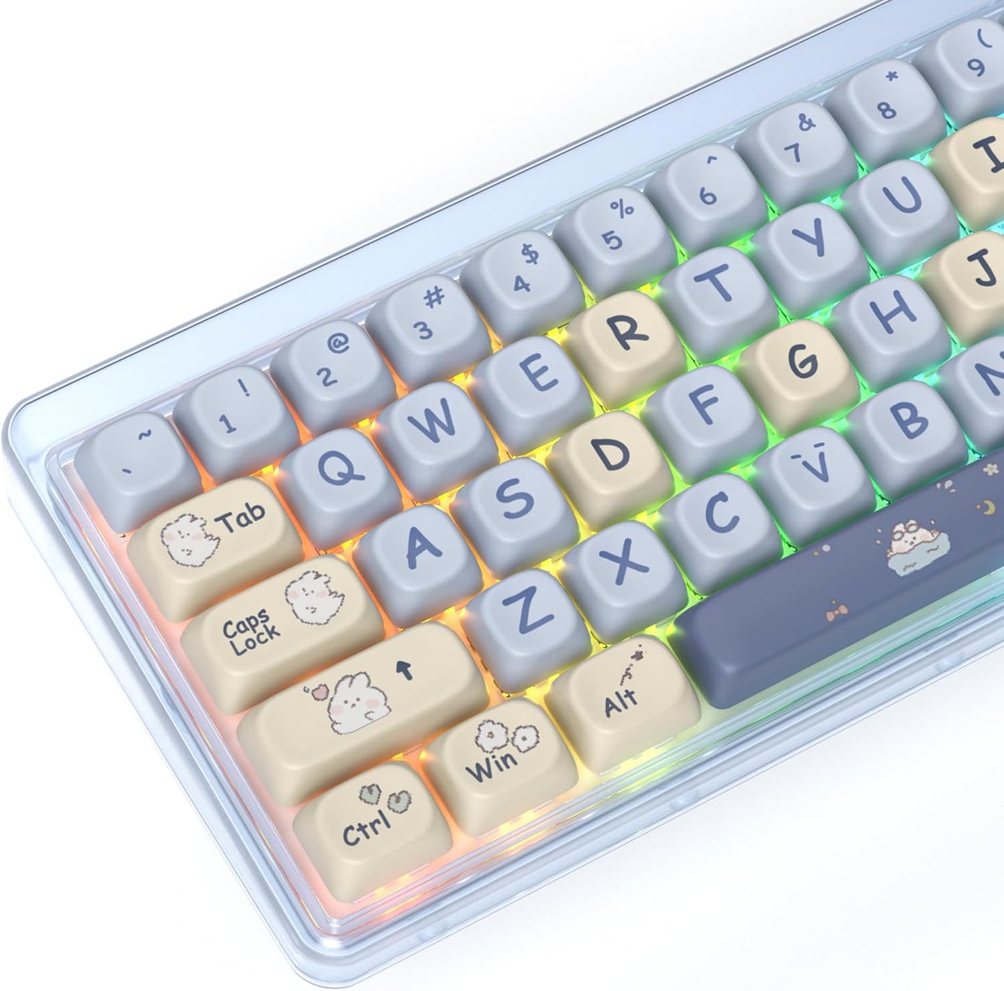 61 PBT Game keycap, 60% Backlight with Key Puller OEM Configuration American Layout, 87/104 Mechanical Keyboard (no Keyboard) (Ahris)