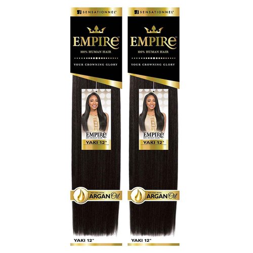Sensationnel (Pack of 2) Deal ! Human Hair Weave Empire Yaki Weaving (14", 1B Off Black)