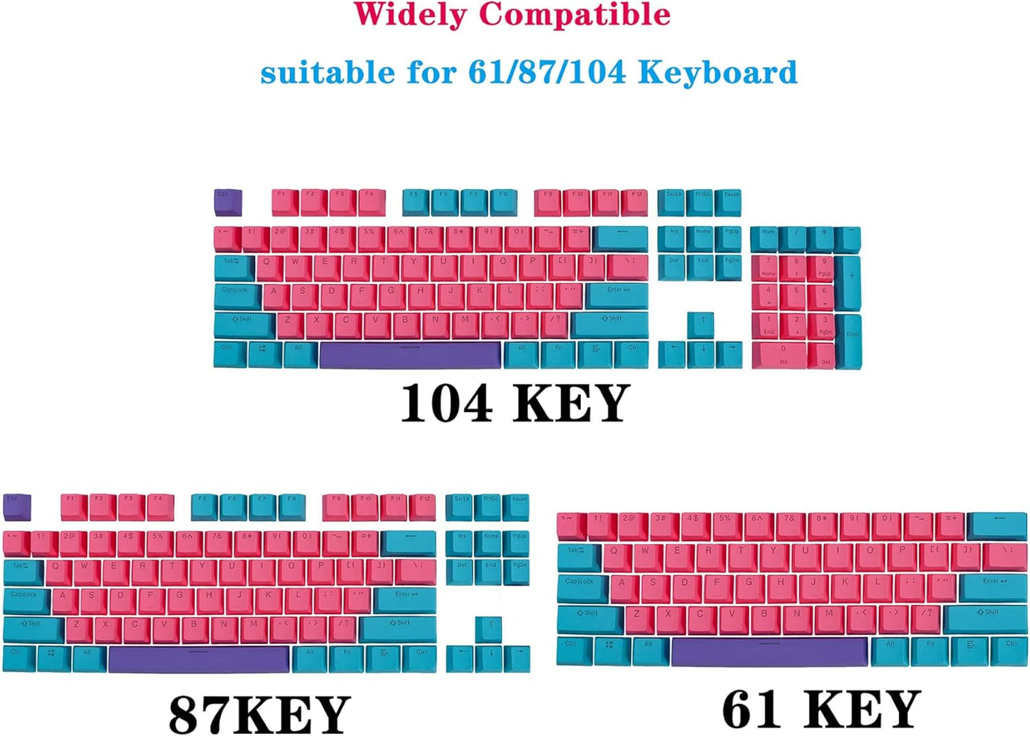 61 PBT Game keycap, 60% Backlight with Key Puller OEM Configuration American Layout, 87/104 Mechanical Keyboard (no Keyboard) (Ahris)
