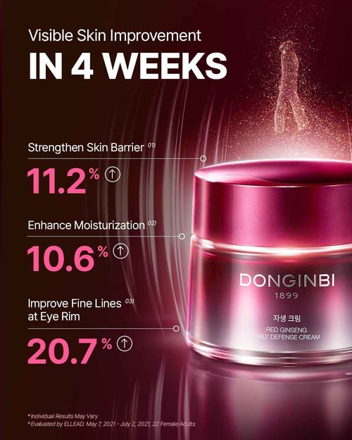 Donginbi Red Ginseng Daily Defense Cream - Firming Cream for Loose Surface, Face Moisturizer for Skin Barrier Repair, Korean Red Ginseng, Skin Care Gifts for Women, 0.8 floz / 25 ml