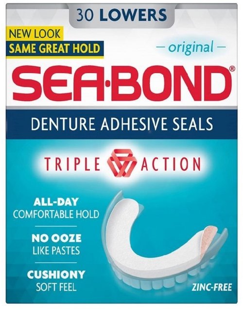 SEA-BOND Denture Adhesive Wafers Lowers Original 30 Each (Pack of 7)