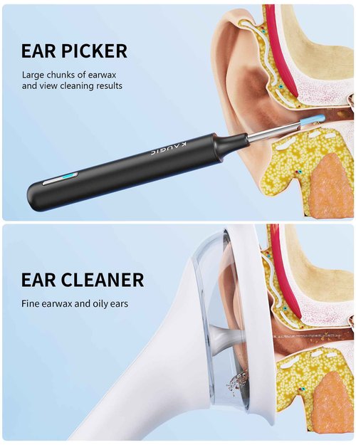 Ear Wax Removal Tool Camera - Ear Irrigation Flushing System & Ear Cleaner with Camera 1080 HD, Ear Flushing Kit for Adults with One-Piece Waste Tank, Earwax Removal Kit with Camera White XL