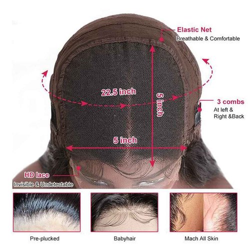 Enoya Glueless Wigs Human Hair Pre Plucked For Black Women,5x5 HD Lace Closure Wigs Human Hair 200 Density Natural Black With Baby Hair (5x5 HD lace closure wig, 10")