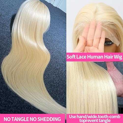 613 13x6 Lace Front Wig Human Hair 30 inch Straight Blonde Wig Human Hair 180% Density 613 HD Lace Frontal Wig Blonde Lace Front Wigs Human Hair Pre Plucked with Baby Hair