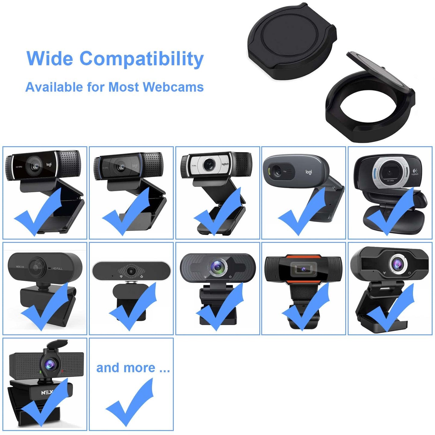 2 Pack Universal Webcam Cover, Desktop Computer External Webcam Lens Covers Shutter Cap Hood, Streaming Web Camera Privacy Cover Clip Compatible with Logitech HD Pro Webcam C270/C615/C920/C930e/C922X