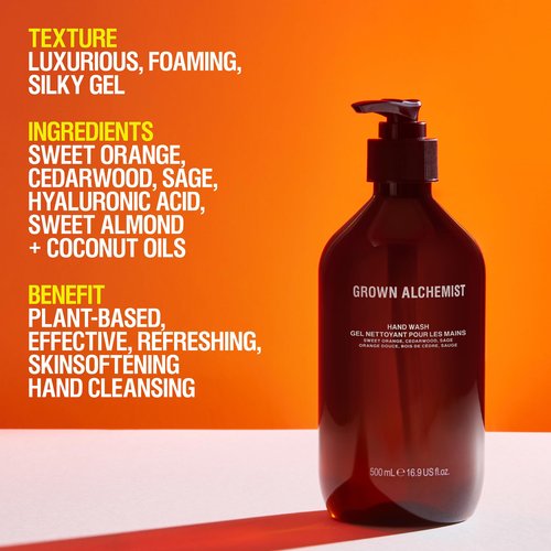 Grown Alchemist Hand Wash REFILL: Tasmanian Pepper, Tangerine, Chamomile, Gentle Hydrates and Cleanses Skin, 33.8 Ounce (1L).
