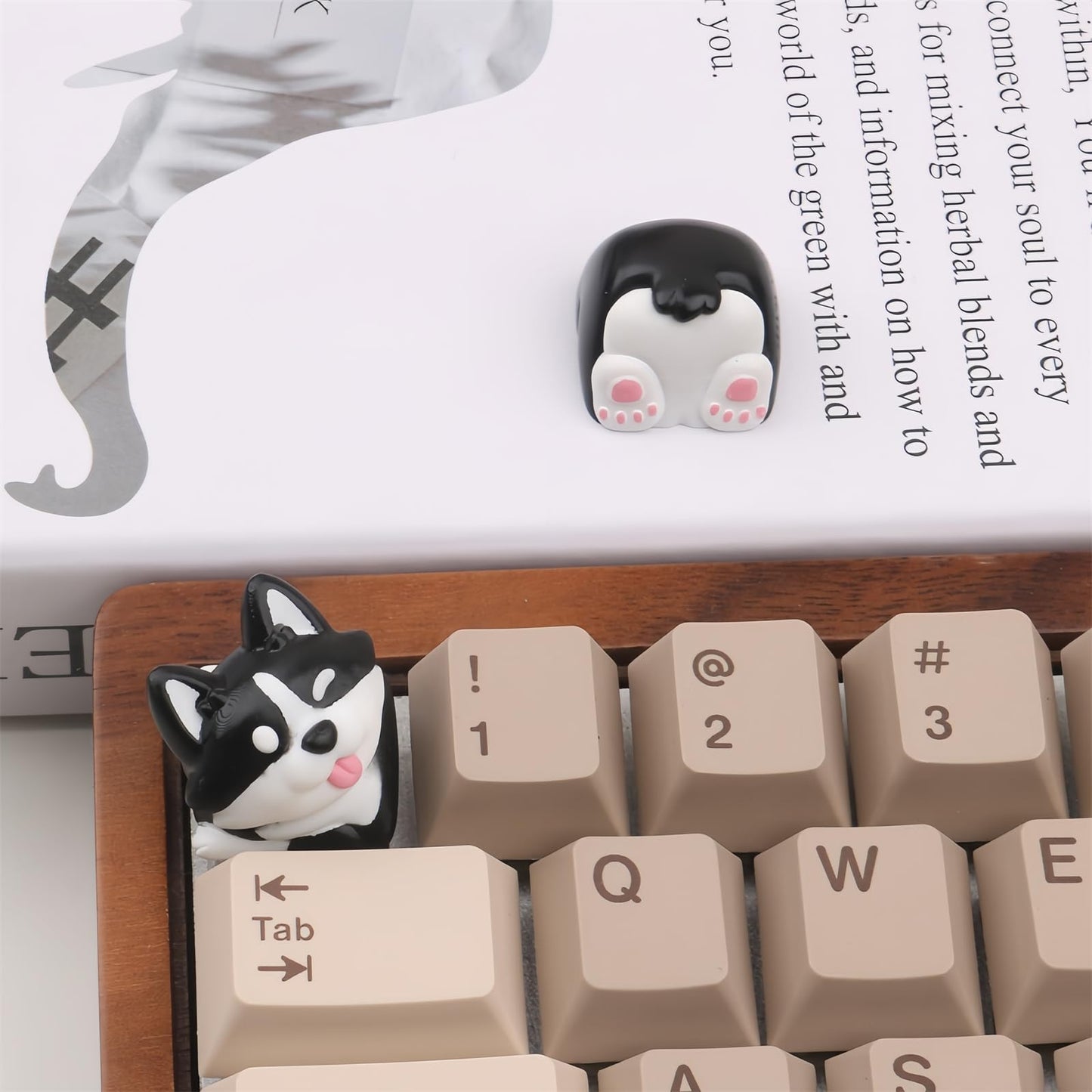 ZMX Artisan Keycap,Cute Dog Keycaps Custom Keyboard Keycaps Kawaii Cartoon Resin Key Cap for Cherry MX Switches Mechanical Gaming Keyboard Personalized Novelty Anime Replacement R4 Keycap (Black-Dog)