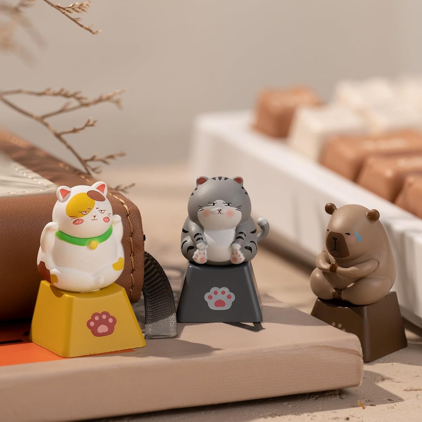 Akko Keycaps Set, Zoo Artisan Keycap Set 9 Animals R4 Keycaps for Mechanical Keyboards