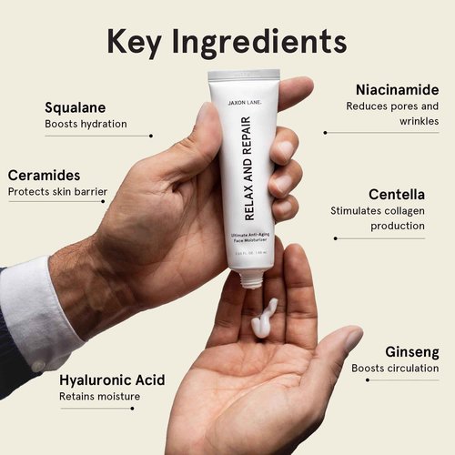 JAXON LANE RELAX AND REPAIR Anti Aging Face Moisturizer for Men | Anti Wrinkle Cream, Night Cream, Eye Cream with Niacinamide (Vitamin B3), Hyaluronic Acid, Vitamin E & Ceramides For Skin (2Tubes)