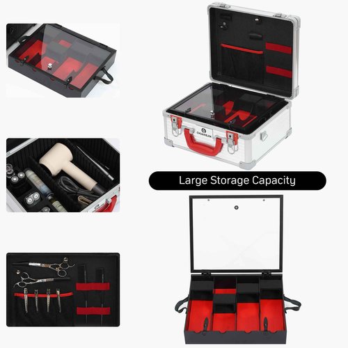 CHUANGJIN Large Barber Carrying Case, Hairdresser Tool Box Organizer Traveling Case, Portable Travel Barber Suitcase for Hair Stylist Pet Groomer Beauty Salon Makeup Artist