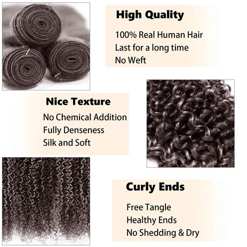 Fabimiya P4/GREY Human Hair Bundles 22 24 26 inch Jerry Curly Wave Human Hair Bundles Highlight Chocolate Grey Unprocessed Soft Sewn In Hair with Double Weft for Black Women