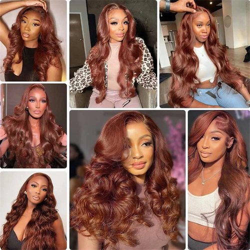 Giginger Bundles Human Hair 16 18 20 Inch Reddish Brown Body Wave Bundles Color 33 Human Hair Body Wave Unprocessed Quick Weave Soft Sewn In Hair Extensions for Black Women