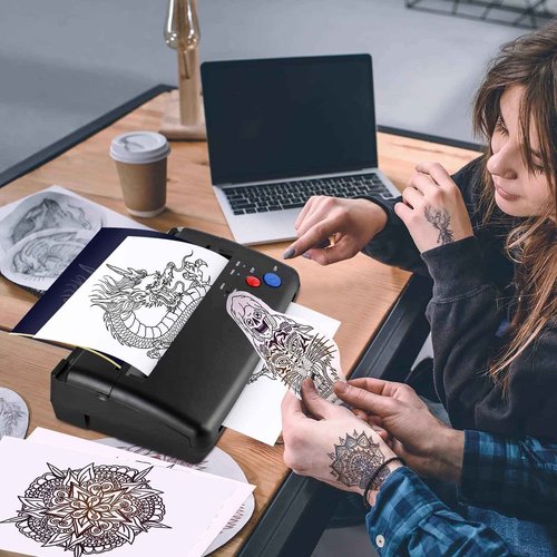 GVOTPLOP Tattoo Stencil Transfer Printer with 20pcs Tattoo Stencil Paper Transfer Machine Thermal Copier Tattoo Kit Copier Printer