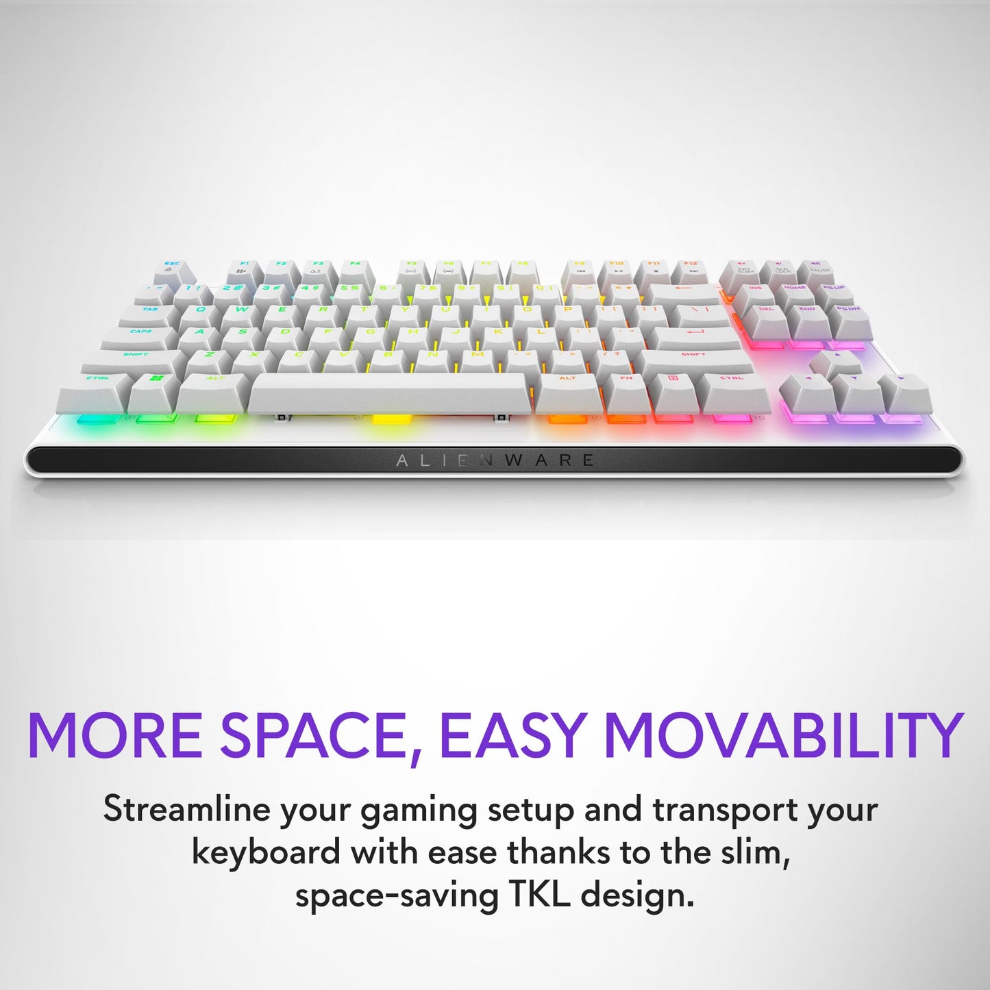 Alienware Tenkeyless Gaming Keyboard - AW420K - Lunar Light - Wired, Programmable, Cherry MX Red, USB, AlienFX RGB / 16.8 Million Colours