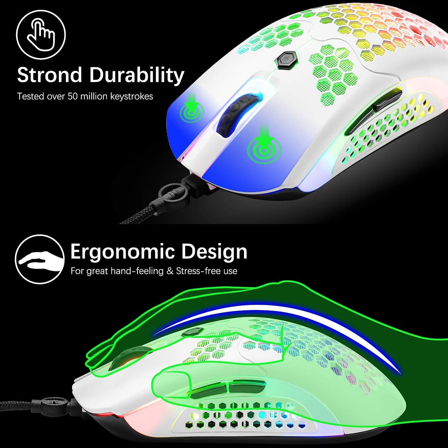 ZIYOU LANG Wired Gaming Keyboard and Mouse,3 in 1 Gaming Set,Green LED Backlit Mechanical Keyboard,12K DPI Superlight Gaming Mouse,Large Mouse Pad for PC Gamer