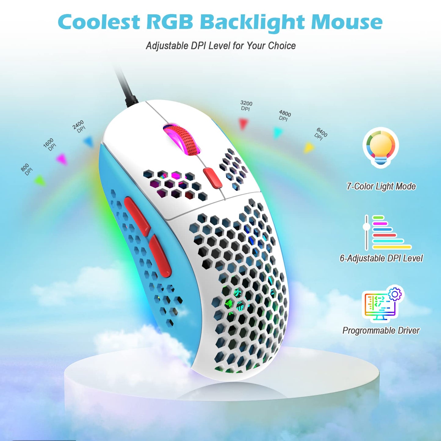 ZIYOU LANG RK-T8PR0 Wired 65% Mechanical Gaming Keyboard and Mouse Combo with RGB LED Backlit Anti-ghosting TKL Mini 68 Key Coiled C to A Cable Tactile Blue Switch for PS4 PS5 Xbox PC Mac Gamer(Blue)