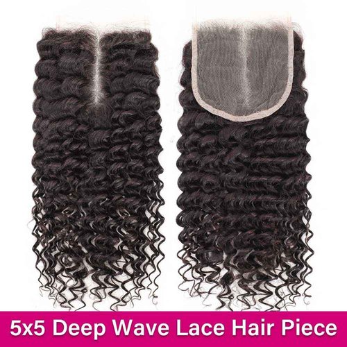 Omswet Skinlike HD Lace 5x5 Closure Human Hair Deep Wave Human Hair Closures for Black Women 12A Virgin Hair Pre Plucked Hairline Small Knots Invisible HD Lace Curly Closure 20 Inch