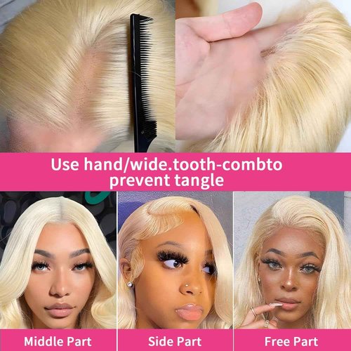 MYDIVA 613 13x6 Lace Front Wig Human Hair Body Wave Blonde Lace Front Wigs Human Hair Pre Plucked 613 HD Lace Frontal Wig for Women 180% Density 613 Blonde Wig 24 inch
