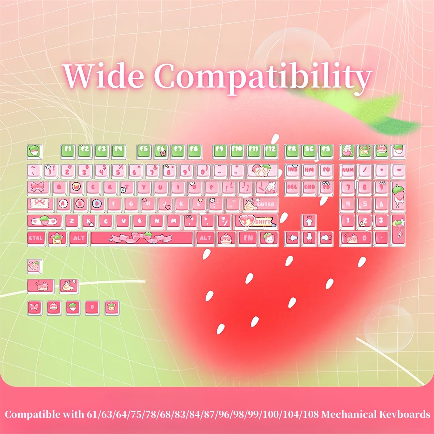 ZMX Pudding Keycaps Set,Double Shot PBT Dye-Sub Custom Keycaps ASA Profile 116 Keys Cute Themed Transparent Backlit Keycaps for ANSI 100% 60% TKL Cherry MX Switch Mechanical Gaming Keyboard (04)