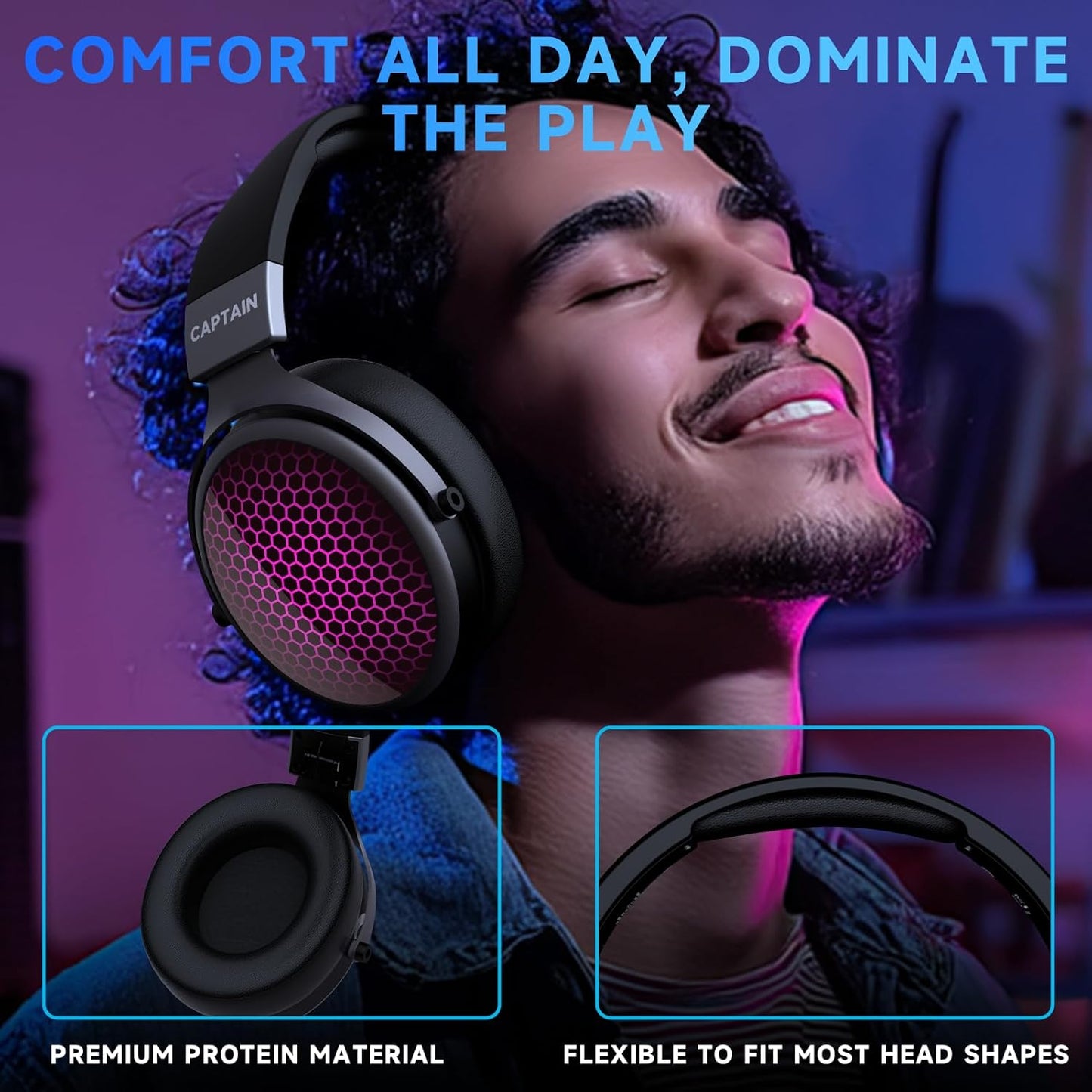 2.4GHz Wireless Gaming Headsets for PS5/PS4/PC/Switch - Bluetooth 5.3 Headphones with 7.1 Surround Sound, Noise-Canceling Mic, 30+Hr Battery & Support Playing While Charging - Black