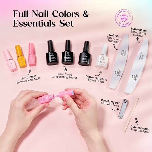Beetles Gel Polish Shifting Lights - Fall Gel Nail Polish Set Brown Burgundy Red Black White Green Purple Glitter 36 Colors with Base Coat Glossy Matte Glitter Top Coat UV LED Soak Off Gift for Women