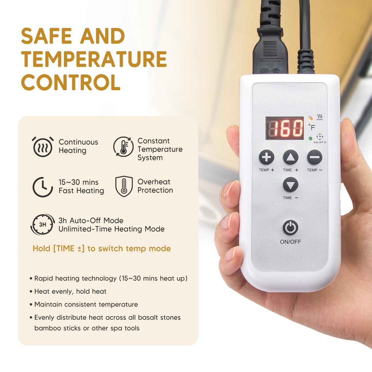Goodtar Portable Hot Stones Warmer Set Spa Salon Massage Digital Electric Heater Without Stones