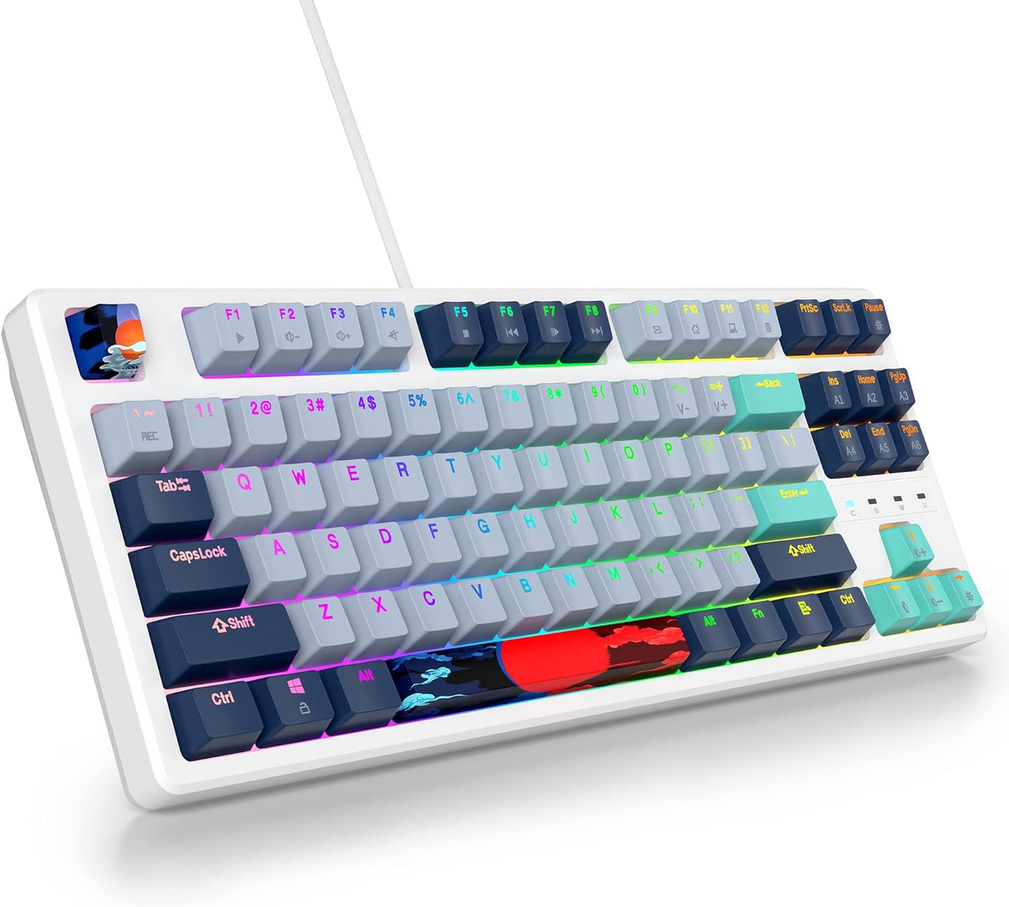 60 Percent Gaming Keyboard Mechanical with Linear Red Switch, 65% Wired Ultra-Compact Mini Keyboard Rainbow with PBT Keycaps for Ps4/Ps5/Xbox(68 Green)