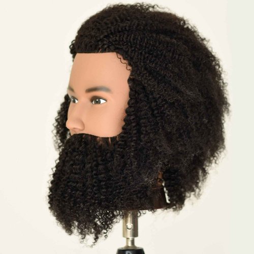 Newshair Male Mannequin Head 8"-10" 100% Human Hair Curly Hair Hairdresser Cosmetology Mannequin Manikin Training Head Hair and Free Clamp Holder