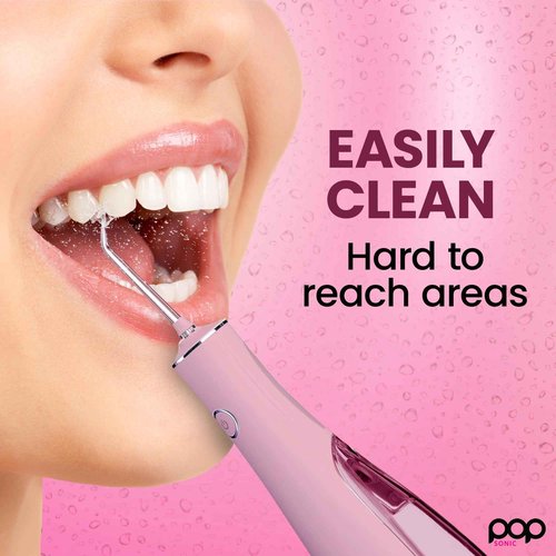 Pop Sonic Typhoon Water Flosser (Pink), Includes 4-Tip Portable Water Teeth Cleaner Picks, Rechargeable Water Dental Picks for Cleaning w/ 3 Speeds, IPX7 Waterproof Water Dental Flosser