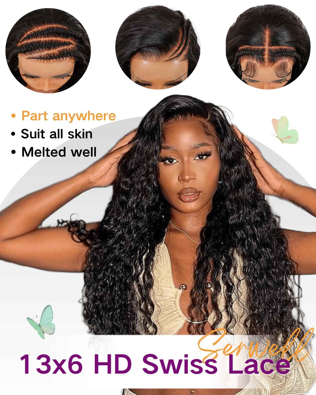 28 Inch Water Wave Lace Front Wigs Human Hair Wet and Wavy 13x6 HD Lace Front Wigs Human Hair Pre Plucked 200 Density Glueless Deep Wave Lace Front Wigs for Blak Women Full and Thick