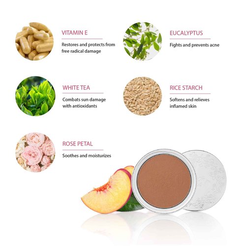 100% PURE Powder Foundation Matte Finish Face Makeup - Oil Absorbing Pressed Poreless Concealer - Vegan Fruit Pigmented Cocoa Color (Deep Shade w/Neutral Undertones) - 0.32 Oz