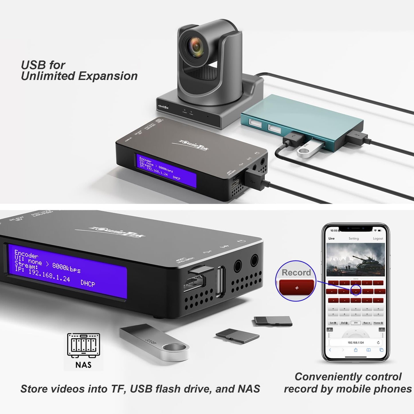 4K HDMI Video Encoder/Decoder, ZowieBox, Native NDI HX3 (Certified) Converter/Player, UVC to HDMI, Pass-Through Video Capture, SRT/RTMP(S)/RTSP, Live Streaming to YouTube