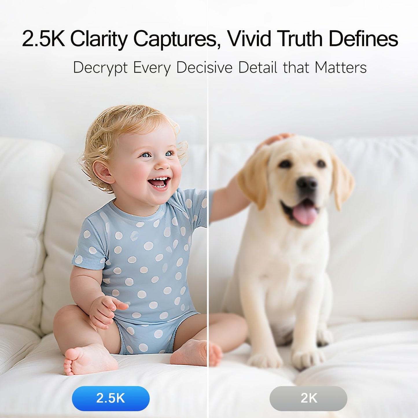 2.5K Security Camera Indoor, Non-Subscription AI Person/Pet/Cry Detection, 4MP Pet/Dog/Cat Camera w/Phone App, Pan Tilt 2.4GHz WiFi Cameras for Home Security, IR Night Vision, Full Duplex 2-Way Audio