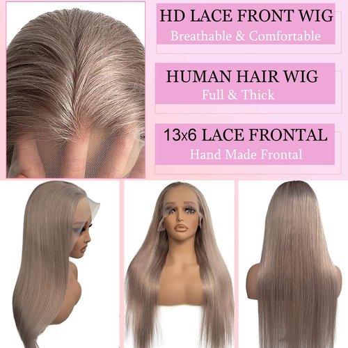 Valiilo Ash Blonde Wig Human Hair 13x6 Lace Front Wig Pre Plucked 18 Inch Glueless Wig Colored Human Hair for Women