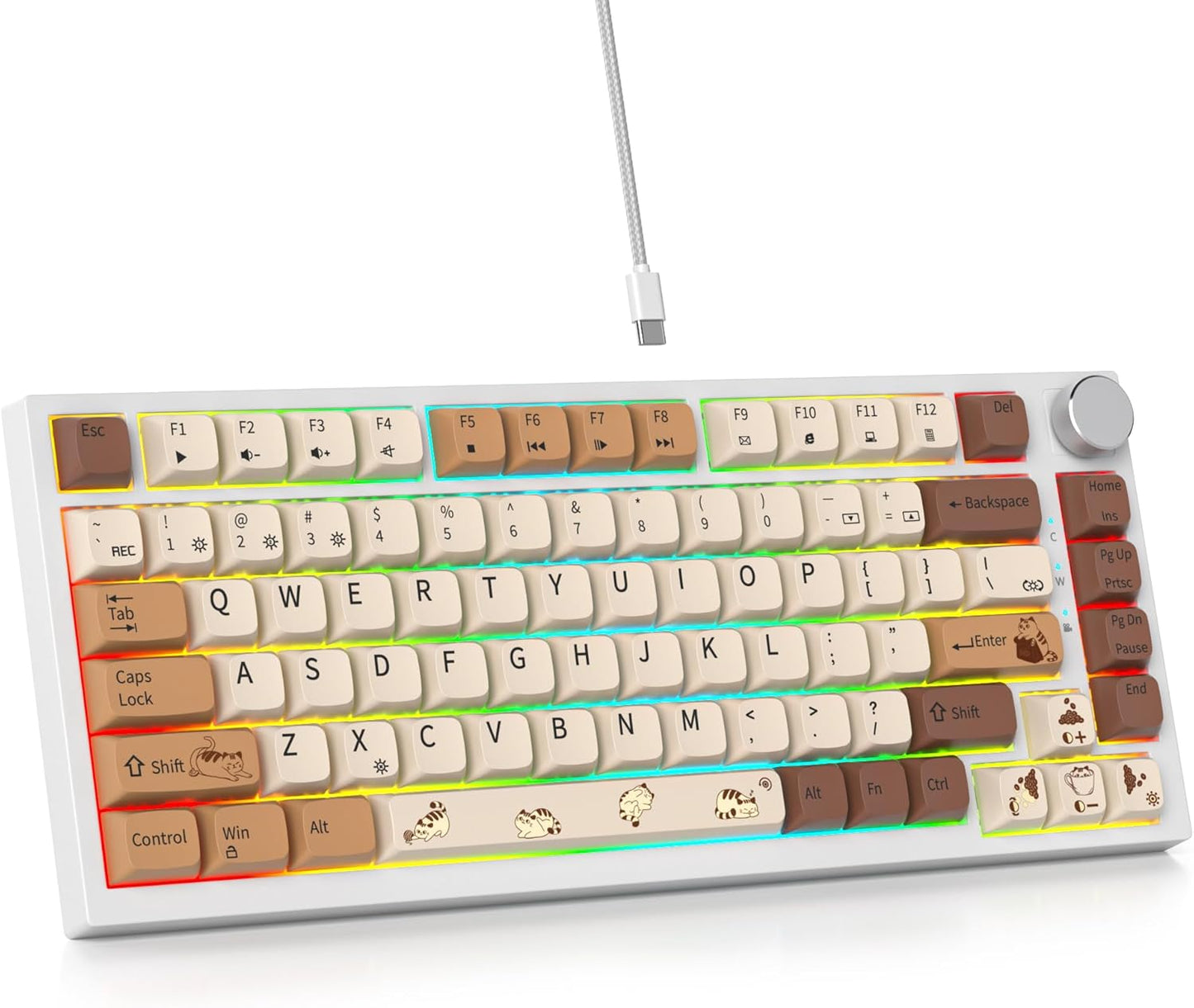 75 Percent Keyboard Gasket-Mounted with Sound Absorbing Pads, 82-Key Compact Wired RGB Mechanical Gaming Keyboard Hot-Swap Socket for Win, 9009