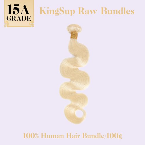 KingSup Blonde Body Wave Bundles Human Hair 26 Inch 15A 613 Blonde Bundles Human Hair,Sew In Quick Weave Body Wave Bundles 100% Real Human Hair Extensions Tangle Free Shedding Free Triple Lifespan 3X