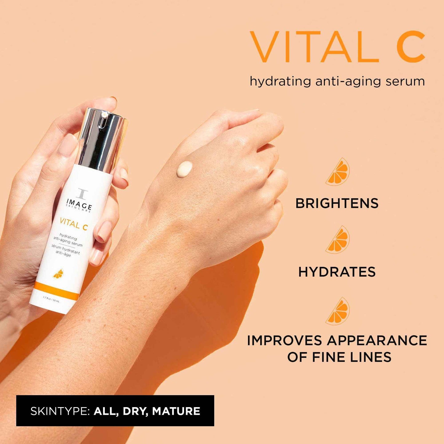 IMAGE Skincare, VITAL C Hydrating Face Serum, with Vitamin C and Hyaluronic Acid, to Brighten, Tone and Smooth Appearance of Wrinkles, 1.7 fl oz