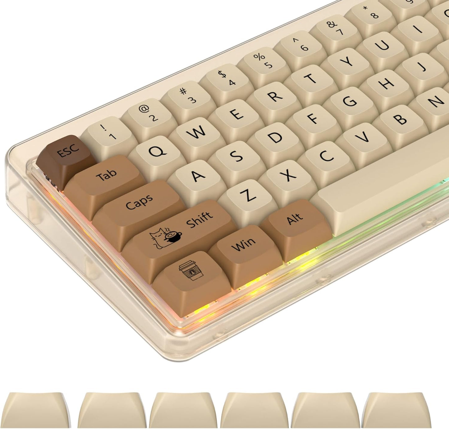 61 PBT Game keycap, 60% Backlight with Key Puller OEM Configuration American Layout, 87/104 Mechanical Keyboard (no Keyboard) (Ahris)