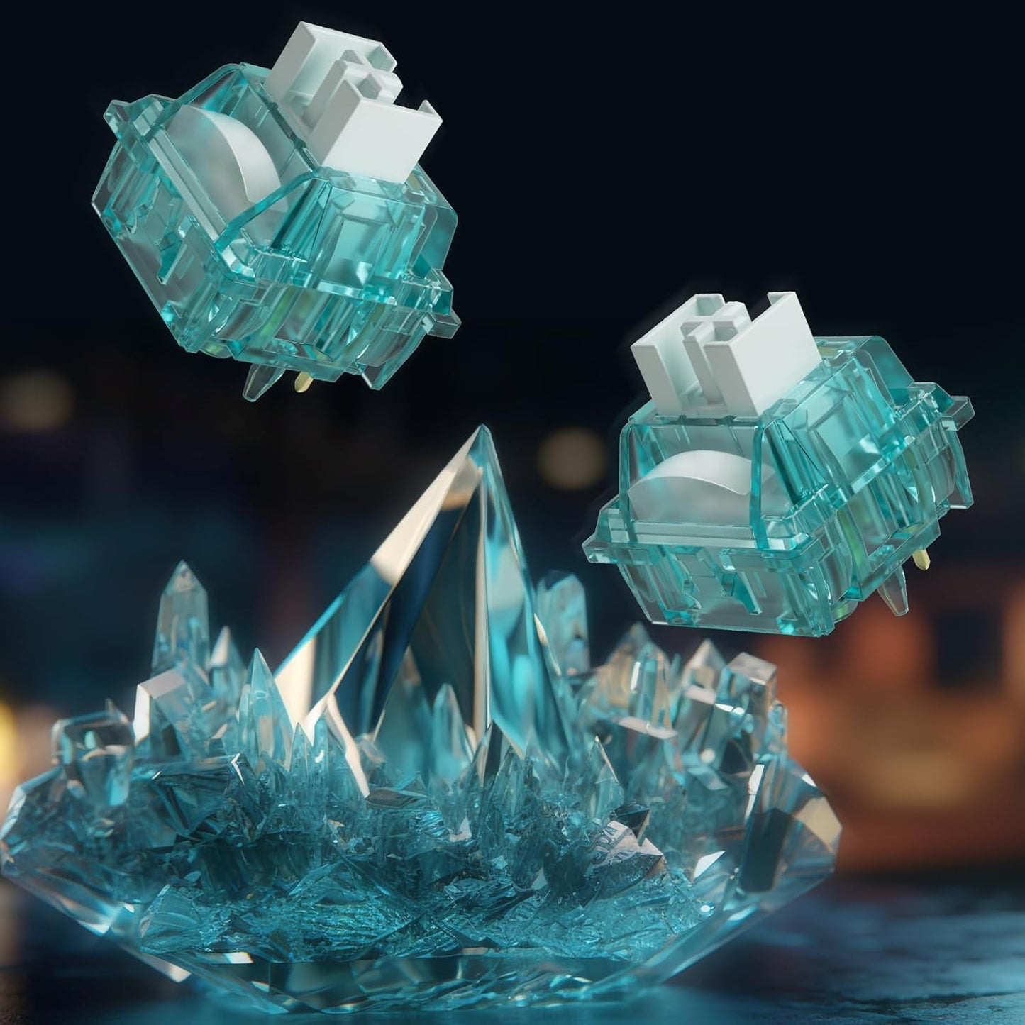 Akko Creamy Cyan Clicky Switch With LED Diffuser for Backlit Mechanical Keyboard - 5-Pin 50gf Pre-Lubed With Standard MX Structure for Gaming (45pcs)
