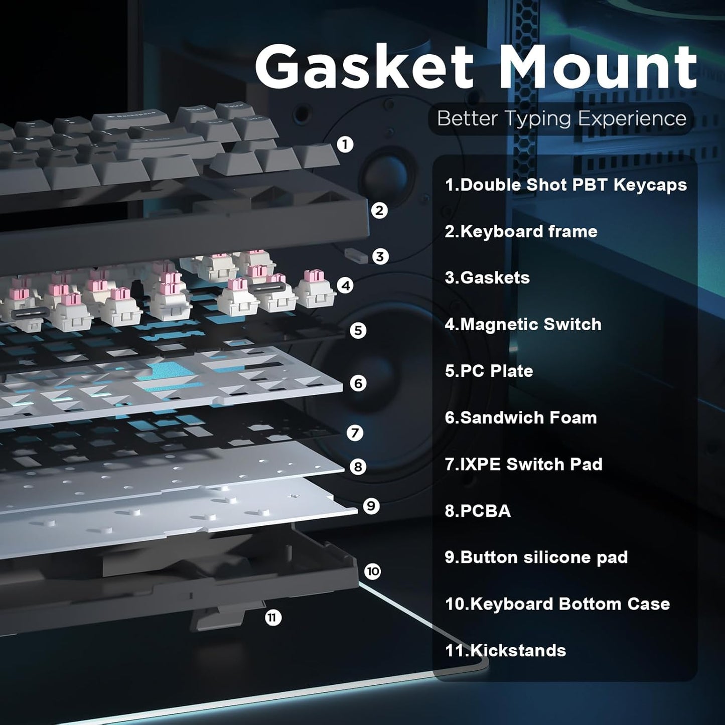 YUNZII RT68 Rapid Trigger Gaming Keyboard,Hall Effect Magnetic Switch,68 Keys,RGB Backlit RGB,Gasket Mount Hot Swap Struture,Adjustable Actuation TKL for Mac/Win(Beige, Outemu Switch)
