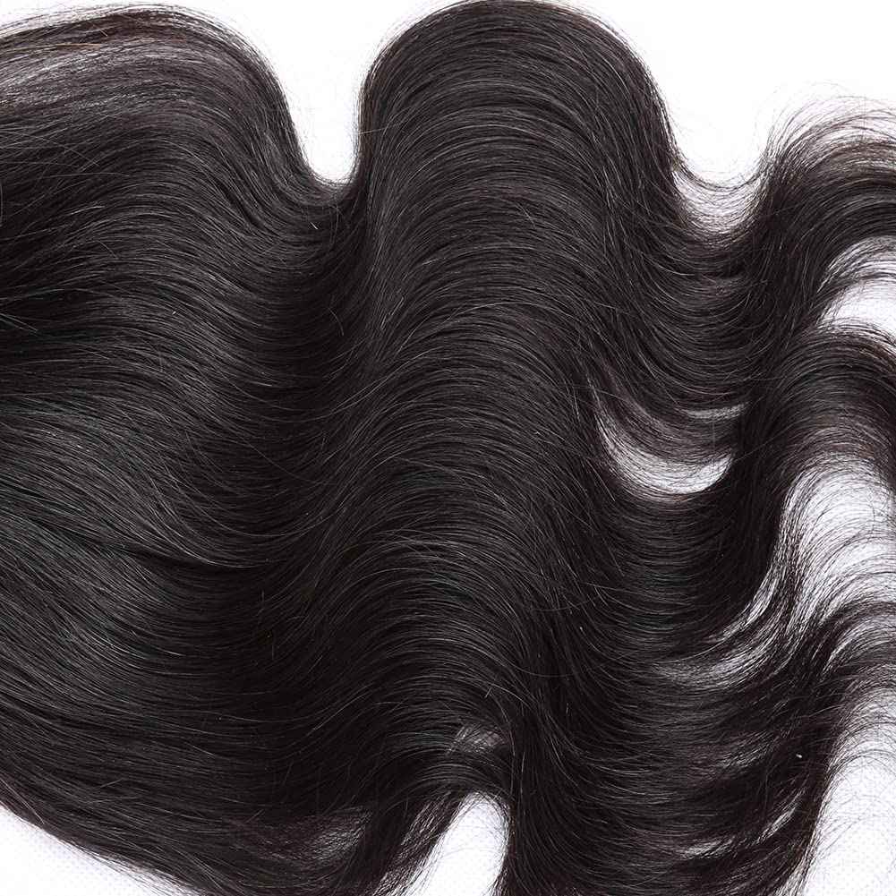 Greatremy 10A 14" Silk Base Closure with Baby Hair Body Wave Virgin Hair Closure 4"X4" Free Part Natural Color