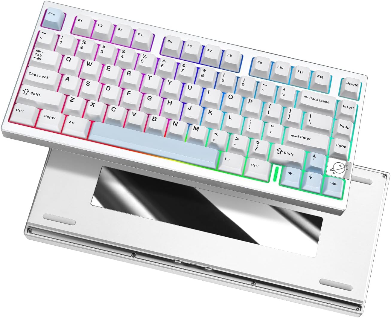 YUNZII AL75 PRO 75% Wireless Mechanical Gaming Keyboard,Full Aluminum CNC,BT/2.4G/Wired,PBT Keycaps,Gasket Mounted Hot Swap,Custom RGB Backlight, Programmable for Mac/Win (Silver, Blue Grey)