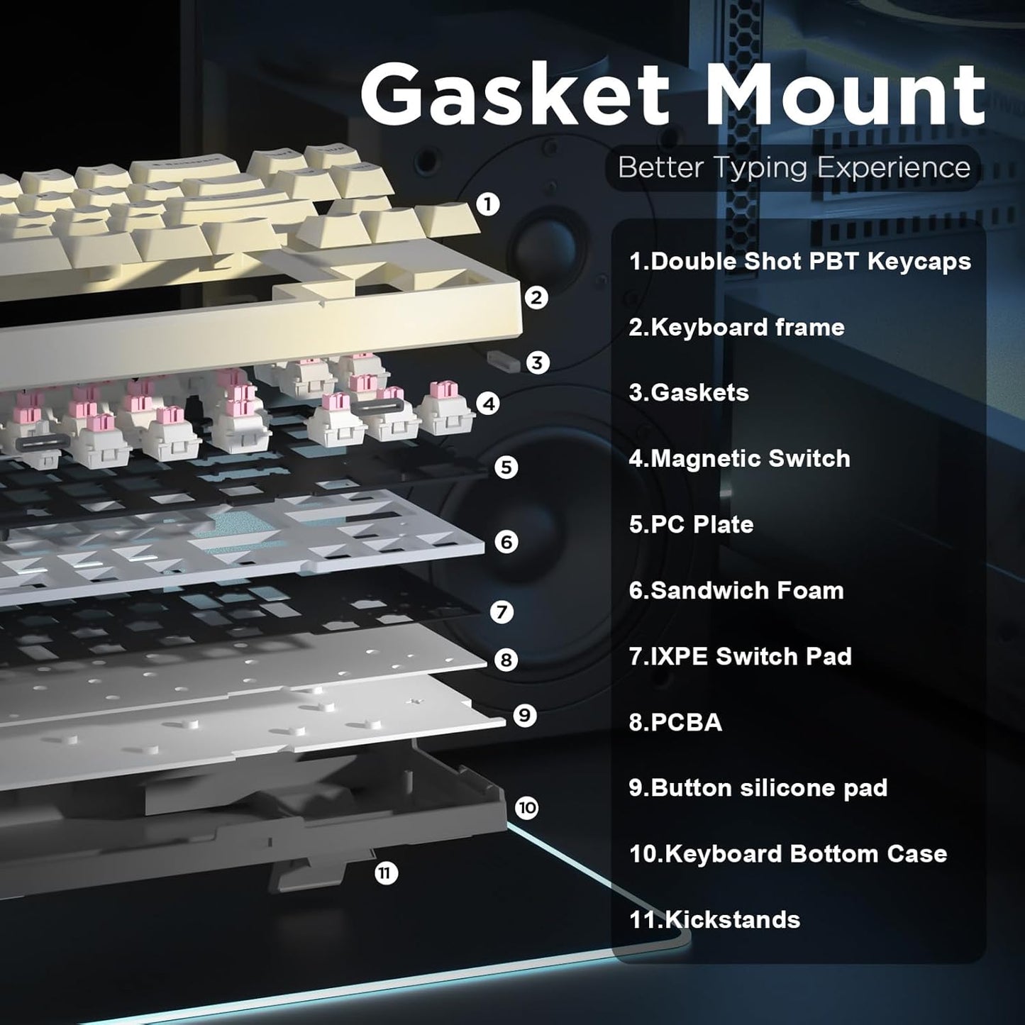 YUNZII RT68 Rapid Trigger Gaming Keyboard,Hall Effect Magnetic Switch,68 Keys,RGB Backlit RGB,Gasket Mount Hot Swap Struture,Adjustable Actuation TKL for Mac/Win(Beige, Outemu Switch)