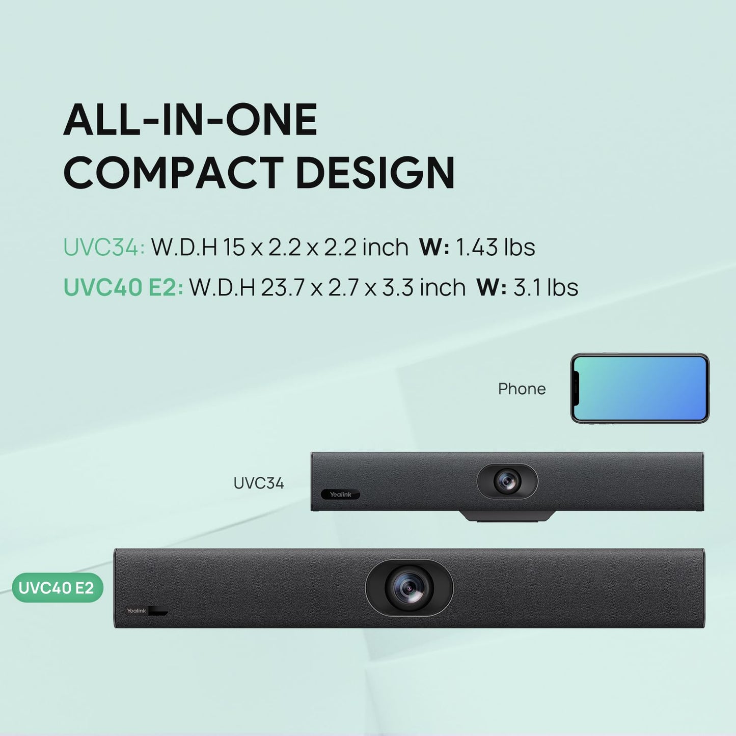 Yealink UVC40 E2 Conference Room Camera and MeetingBar A10 Conference Room Camera System Bundles
