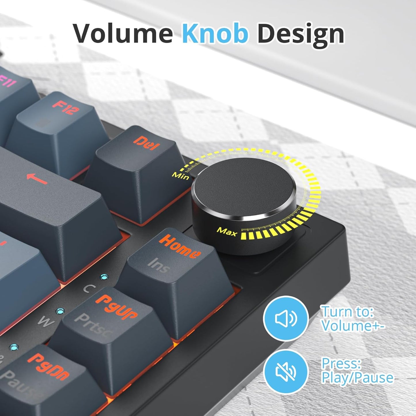 75 Percent Keyboard Gasket-Mounted with Sound Absorbing Pads, 82-Key Compact Wired RGB Mechanical Gaming Keyboard Hot-Swap Socket for Win, Fog Blue